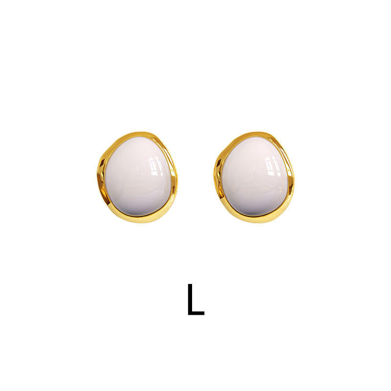 White Jade Tigereye Chinese Style Fashion Special-interest Design Ear Studs - Bests Sale