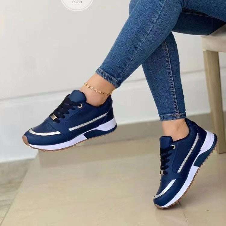 Casual Lace-up Flat Shoes Women Shallow Round Toe Sports Walking Sneakers - Bests Sale