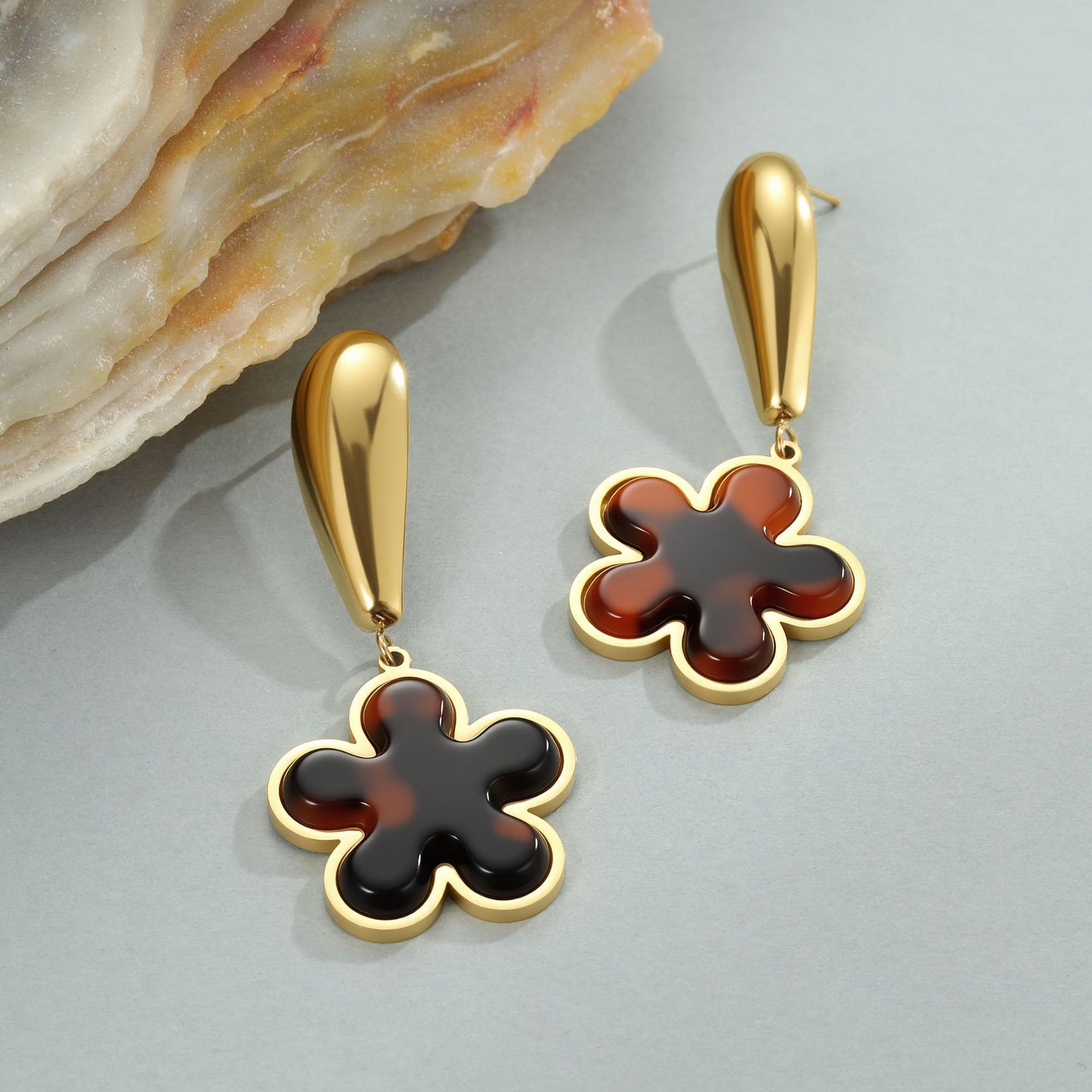 Tortoiseshell Resin Hawksbill Color Earrings - Bests Sale