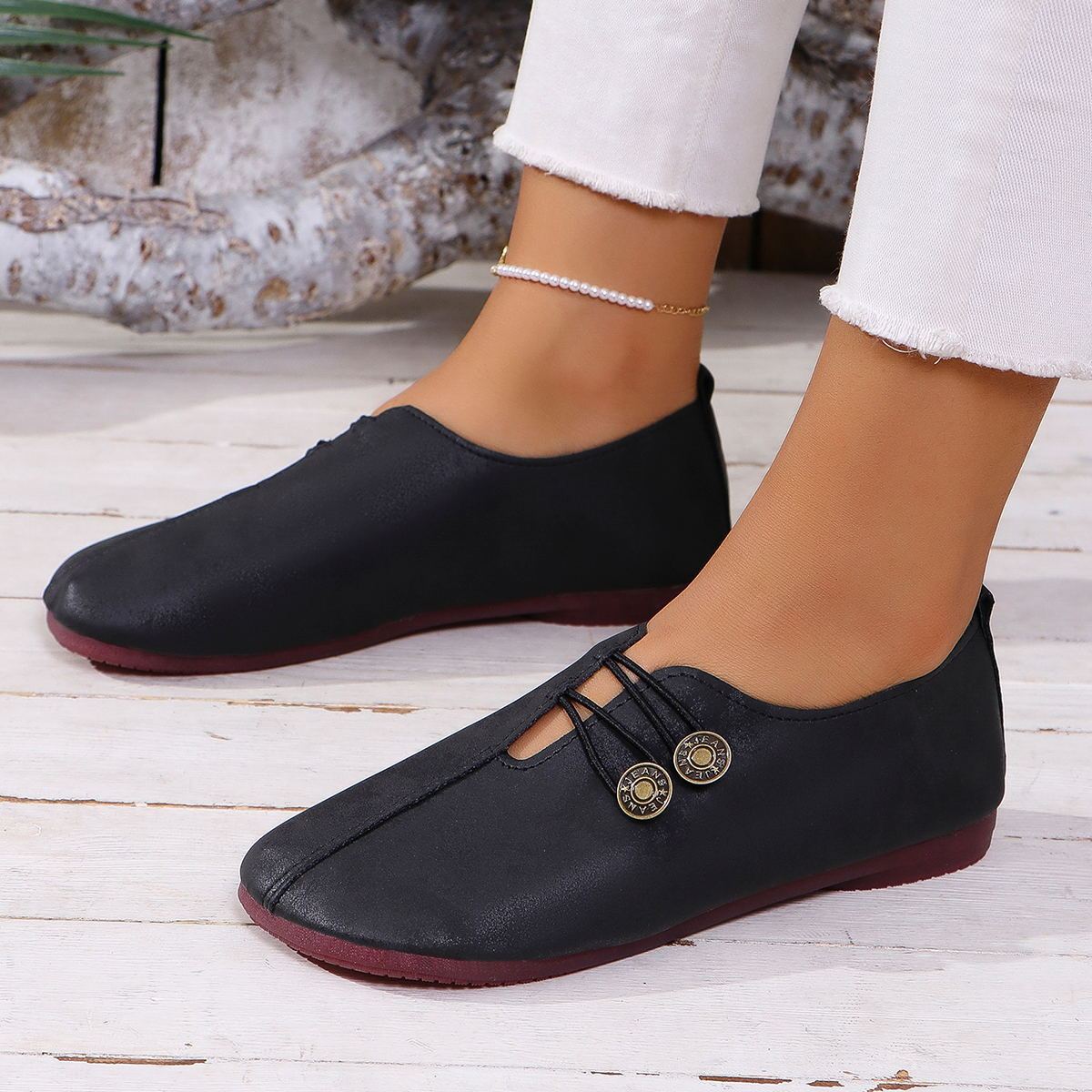Ins Square Toe Slip-on Sandals Summer Fashion Soft Flat Shoes For Women - Bests Sale