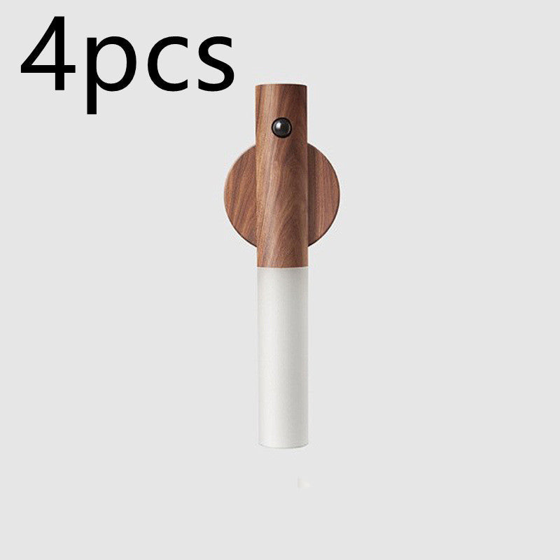 Auto LED USB Magnetic Wood Wireless Night Light Corridors Porch Lights PIR Motion Sensor Wall Light Cabinet Lamp Coffee Jasper