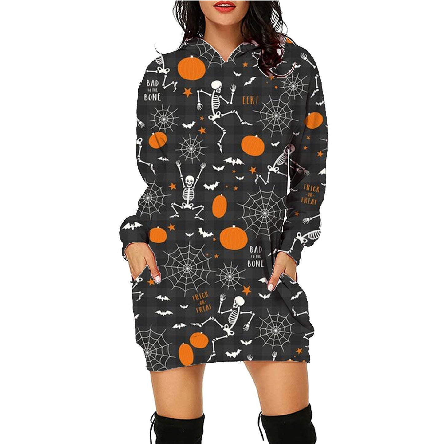 Halloween Print Long Hoodie With Pockets Sweater Long Sleeve Clothes Women Bests Sale