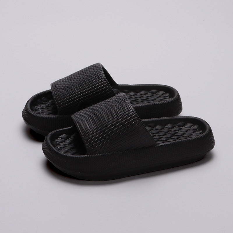 Summer EVA Slippers Solid Color Rhombus Stripe Anti-slip Slippers New Women's Home Shoes - Bests Sale