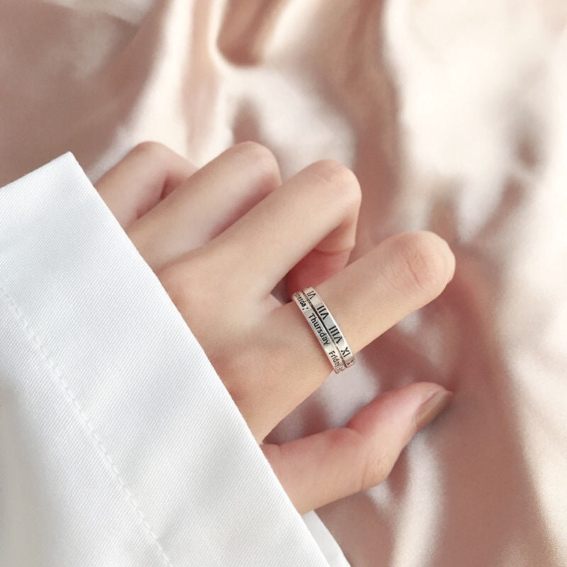 Retro Retro Roman Numerals Three-piece Ring Set Women - Bests Sale