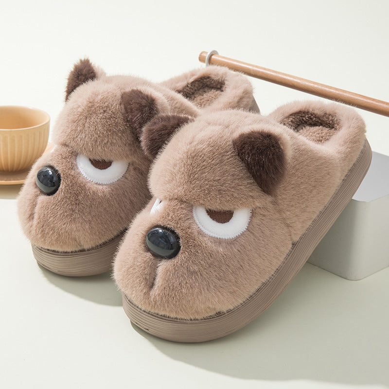 Warm And Cute Puppy Platform Non Slip Cotton Slippers - Bests Sale