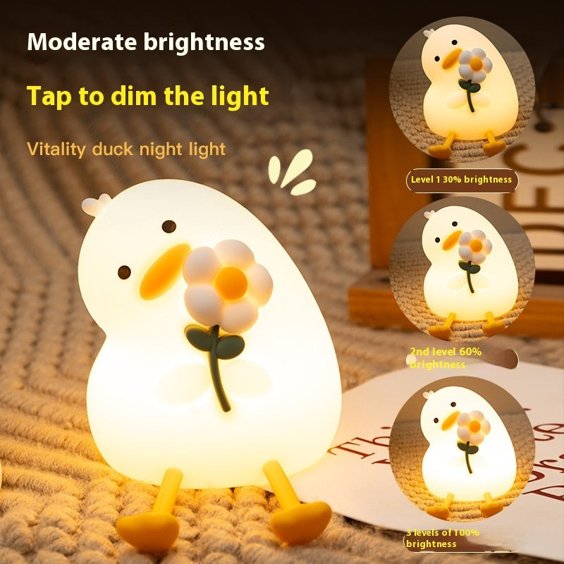 Vitality Flower Duck Small Usb Bedroom Bedside Decoration Night Light Coffee Jasper