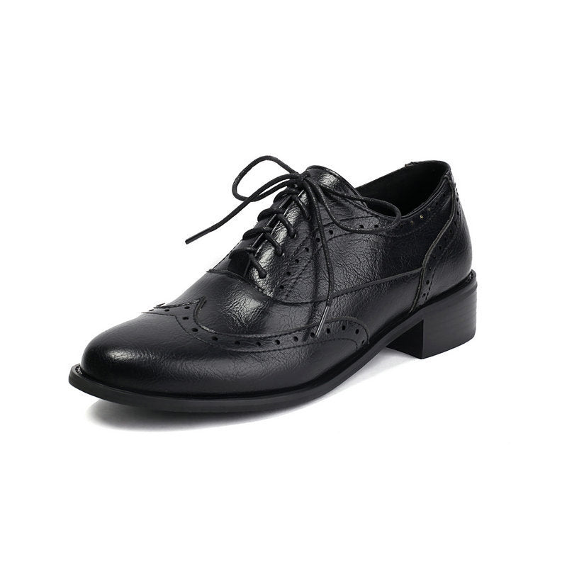 British Retro Oxfords Casual Shoes Lace-up Spring And Autumn Low-top Women - Bests Sale