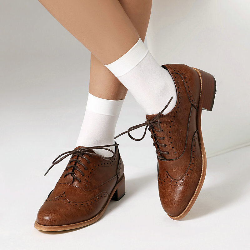 British Retro Oxfords Casual Shoes Lace-up Spring And Autumn Low-top Women - Bests Sale