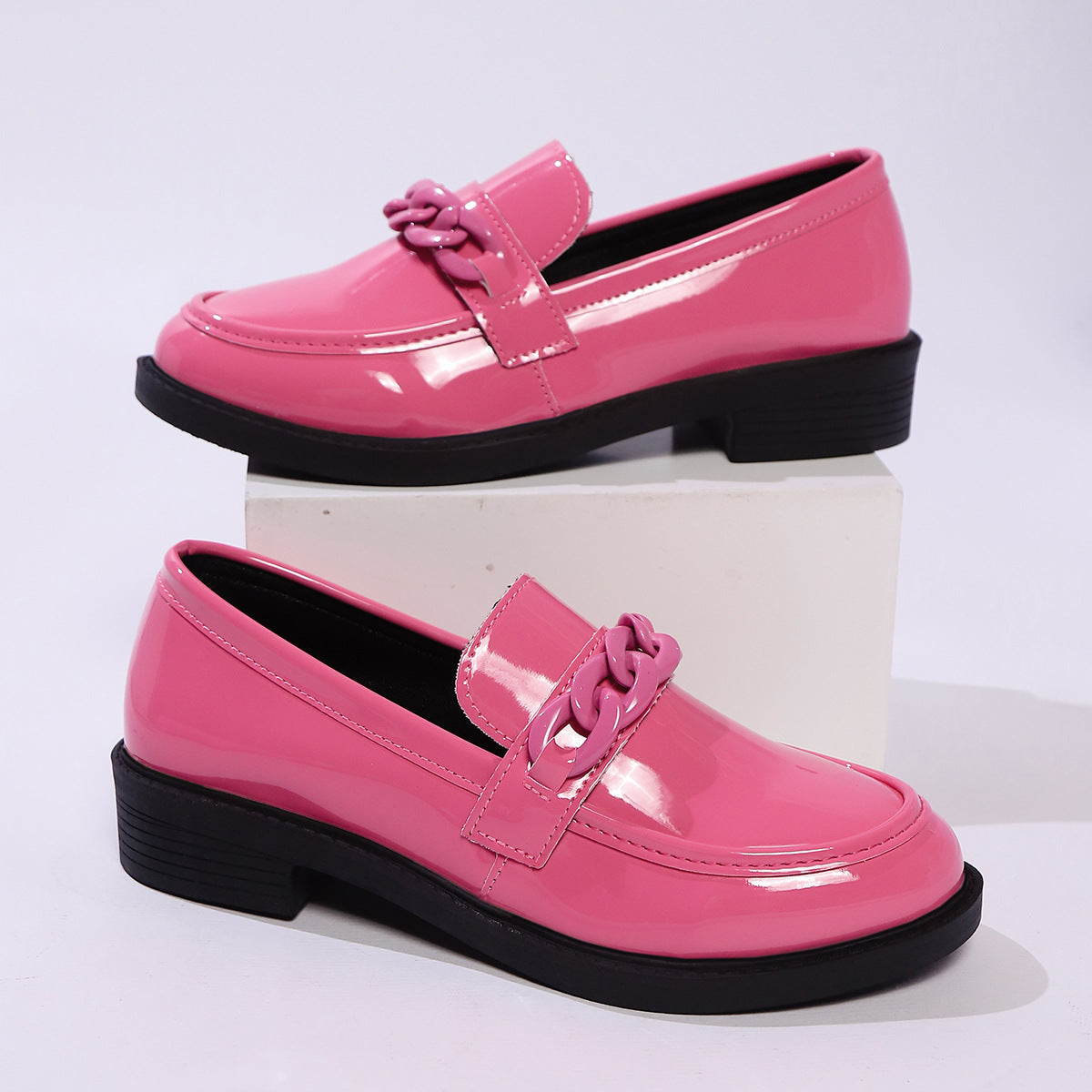 Thick Bottom Low Heel Leather Shoes Women - Bests Sale