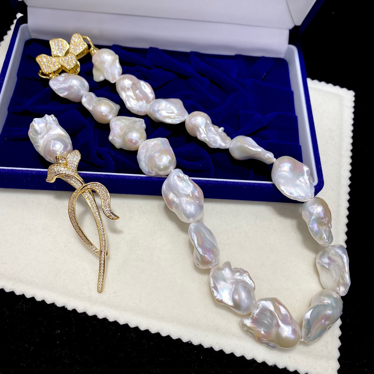 Natural Large Particle Baroque Shaped Freshwater Pearl Necklace For Women - Bests Sale