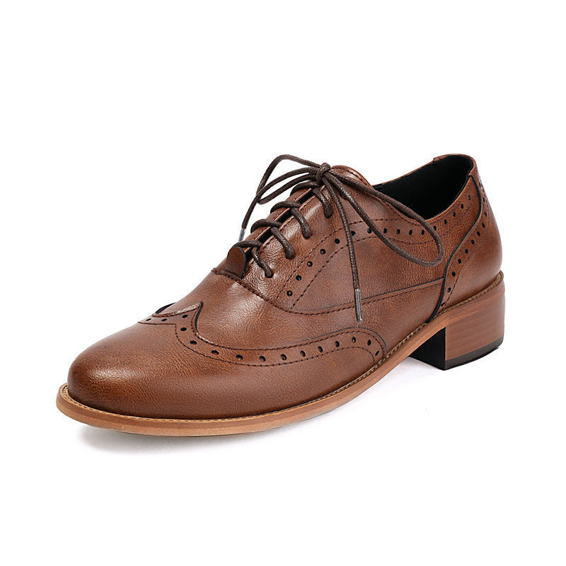 British Retro Oxfords Casual Shoes Lace-up Spring And Autumn Low-top Women - Bests Sale