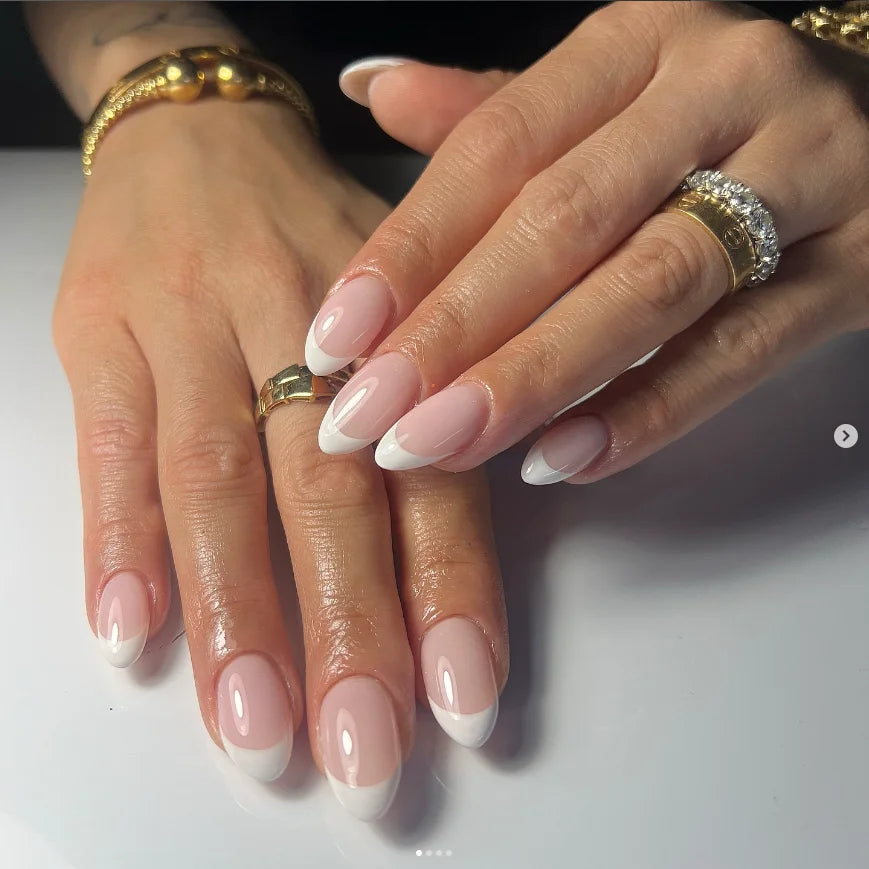 24Pcs ARTAUG Pink Stiletto Press-On Nails - Love Design Handmade Medium Length