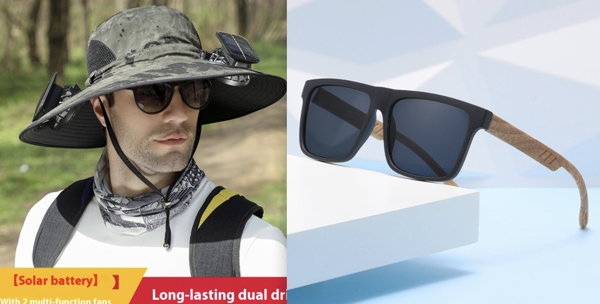 Outdoor Wide Brim Sun Hat With Solar Fan Wide Brim Solar Fan Outdoor Fishing Hat Solar USB Charging Solar Powered Hat Adjustable Coffee Jasper