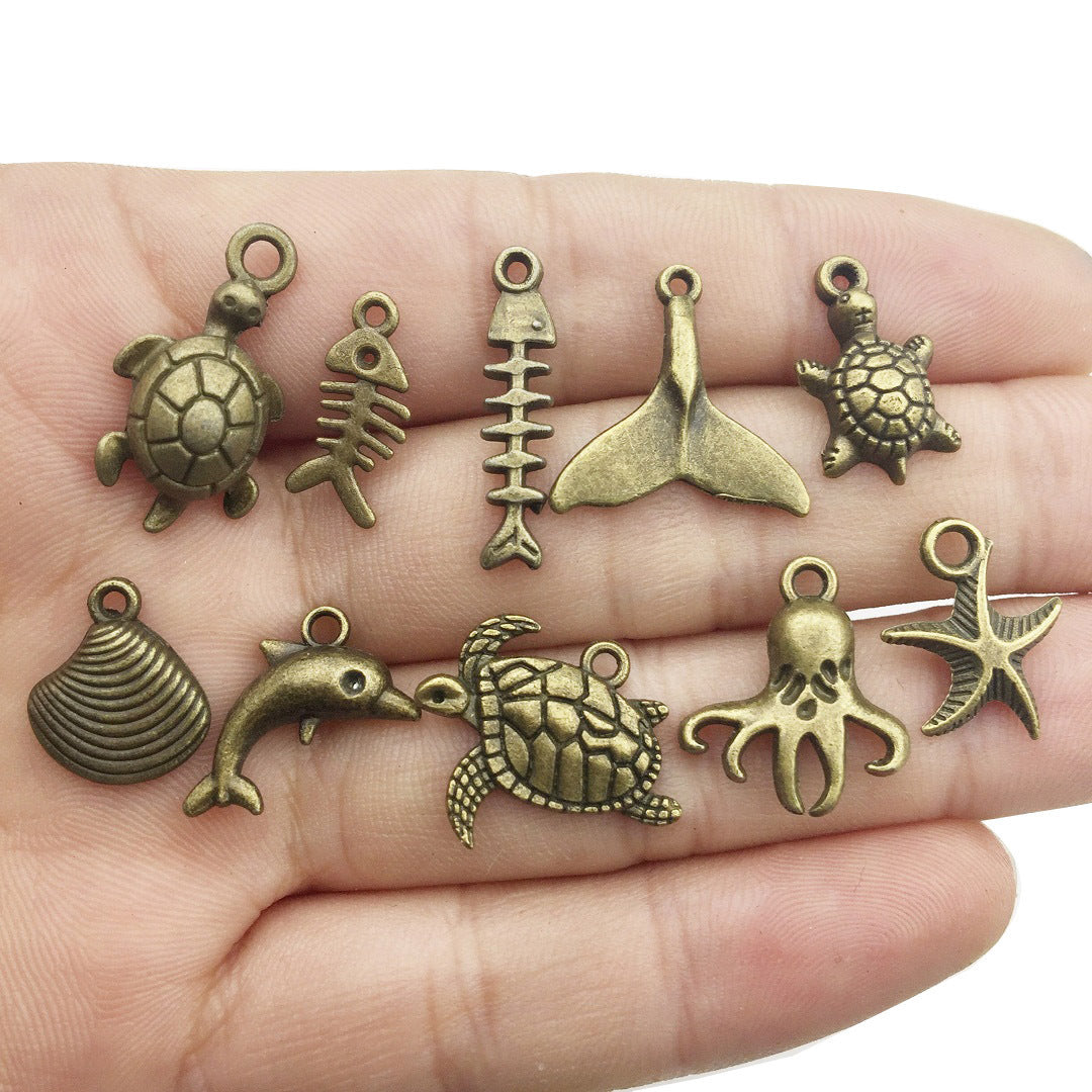 Retro Tibetan Silver Antique Brass Alloy DIY Accessories Marine Turtle Shell Necklace Bracelet Jewelry - Bests Sale