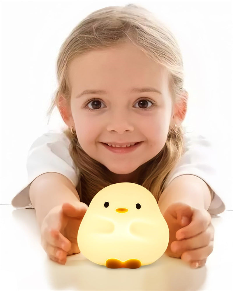 Cute Duck LED Night Lamp Cartoon Silicone USB Rechargeable Sleeping Light Touch Sensor Timing Bedroom Bedside Lamp For Kid Gift Home Decor Coffee Jasper