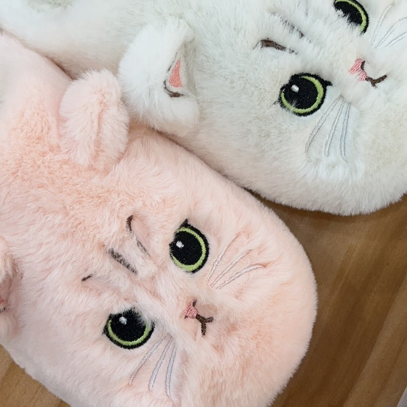 Cute Cat Plush Slippers Winter Warm Floor Bedroom Home Slippers For Couple Non-slip House Shoes Women Men - Bests Sale