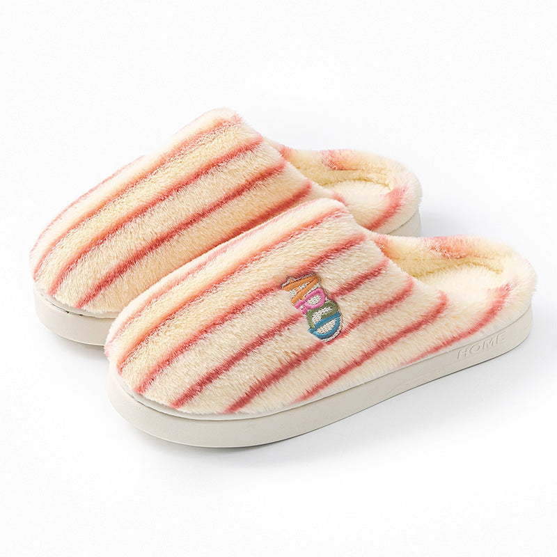 Colorful Vertical Terms Plush Soft Cotton Slippers - Bests Sale