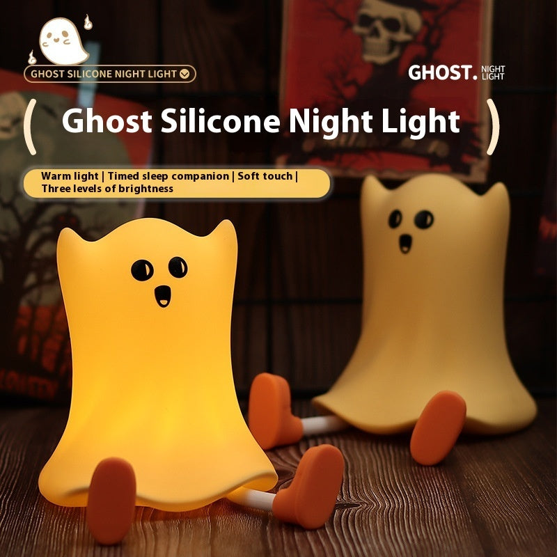 Halloween Silicone Ghost Shaped Bedside Lamp With Touch Control Soft Glow For Water-resistant Decoration Bests Sale
