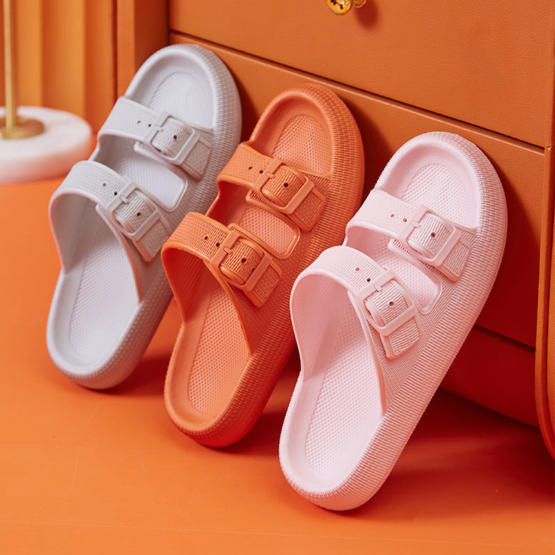 Platform Slippers Women's Summer Buckle Home Shoes Fashion Outdoor Wear Soft Bottom Sandals - Bests Sale