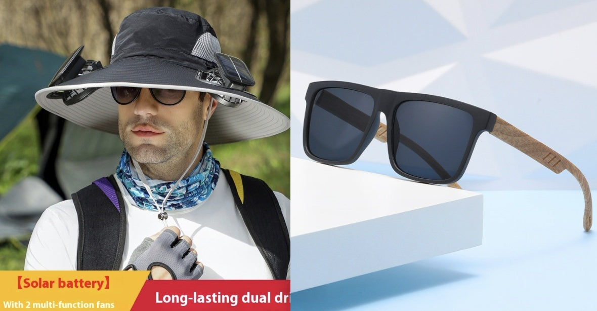 Outdoor Wide Brim Sun Hat With Solar Fan Wide Brim Solar Fan Outdoor Fishing Hat Solar USB Charging Solar Powered Hat Adjustable Coffee Jasper