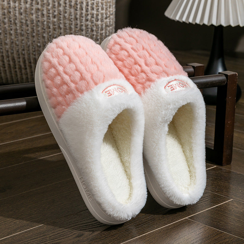 Women's Non-slip Thick Bottom Color Matching Cotton Slippers - Bests Sale