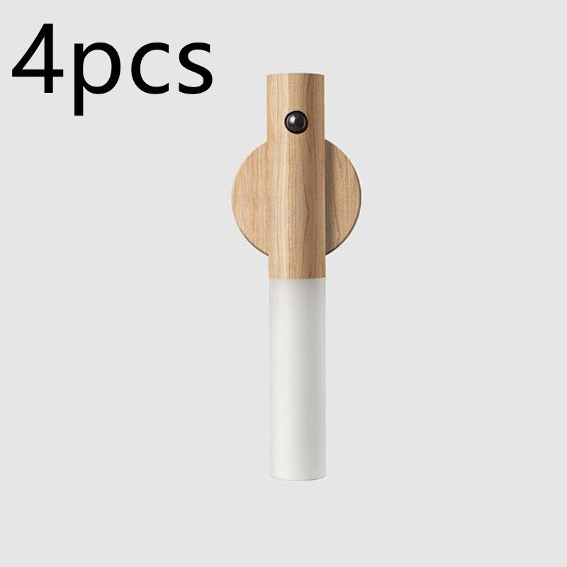 Auto LED USB Magnetic Wood Wireless Night Light Corridors Porch Lights PIR Motion Sensor Wall Light Cabinet Lamp Coffee Jasper