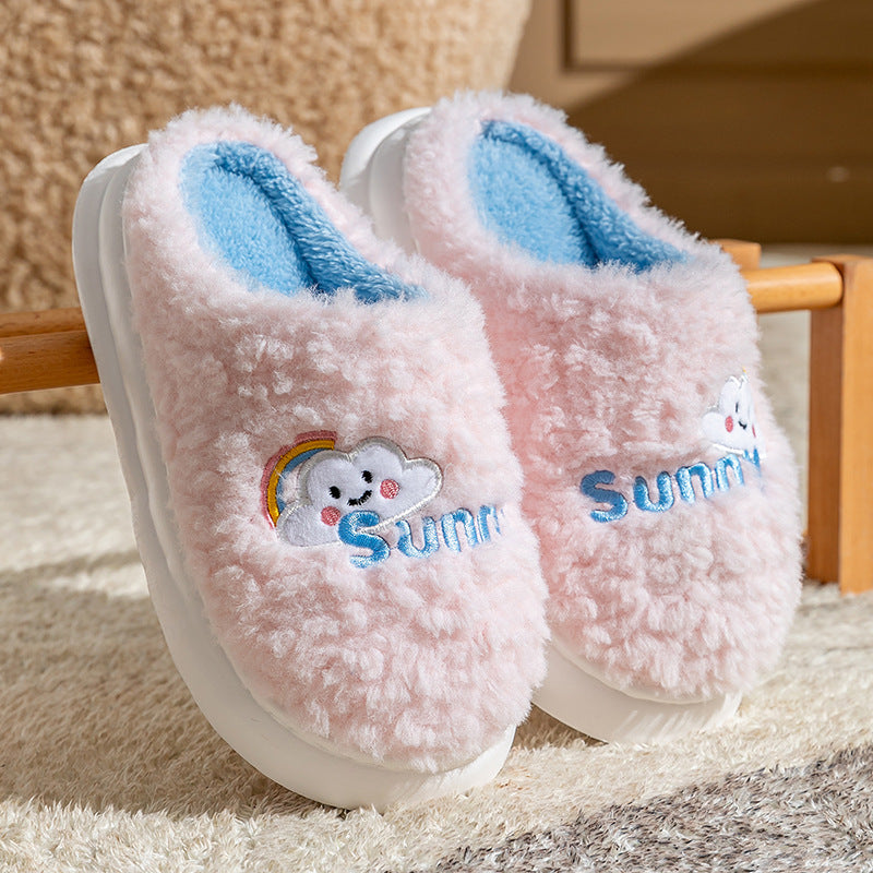 Cute Cartoon Cotton Slippers Thick Bottom Home Slippers Fashion Floor Bedroom Slipper Women Men Couples Warm House Shoes - Bests Sale