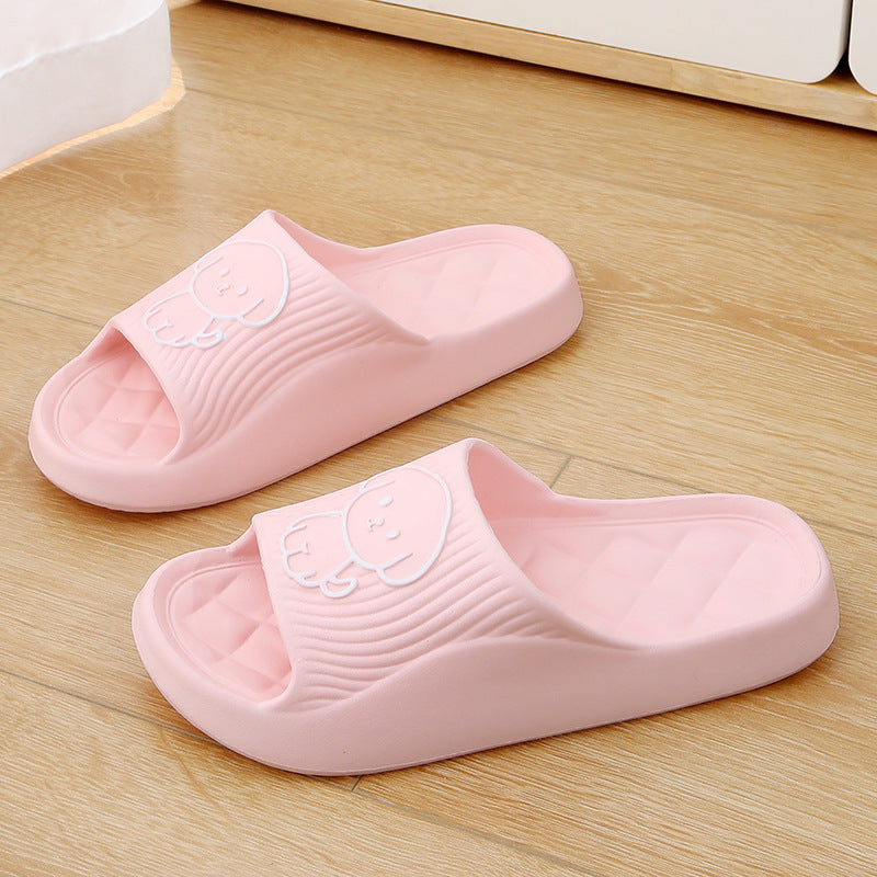Cute Cartoon Dog Slippers Summer Solid Color Non-slip Rhombus Bathroom Slipper Indoor House Shoes For Men Women Couples - Bests Sale