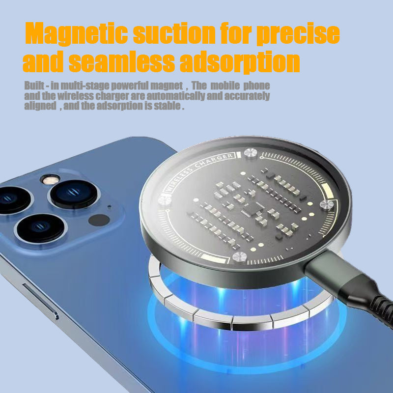 The Qi Wireless Charger 15w Magnetic Wireless Fast Charging Is Suitable For 12, 13, 14, 15 And 16 Mobile Phone Models Coffee Jasper