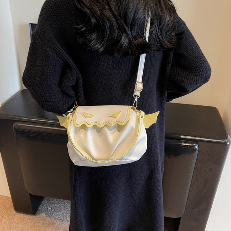 Funny Crossbody Bag Halloween Pumpkin Cartoon Shoulder Bags With Small Wings Personalized Creative Female Handbag - Bests Sale