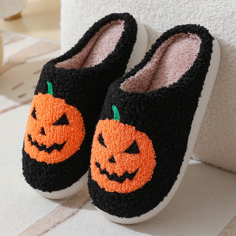 Halloween Pumpkin Cartoon Slippers Warm Winter Slippers Men And Women Couples Indoor House Shoes Bests Sale