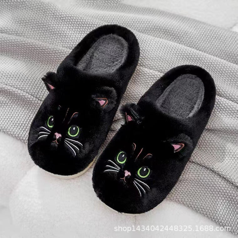 Autumn And Winter Cotton Slippers Men And Women Couple Kitty Cartoon - Bests Sale