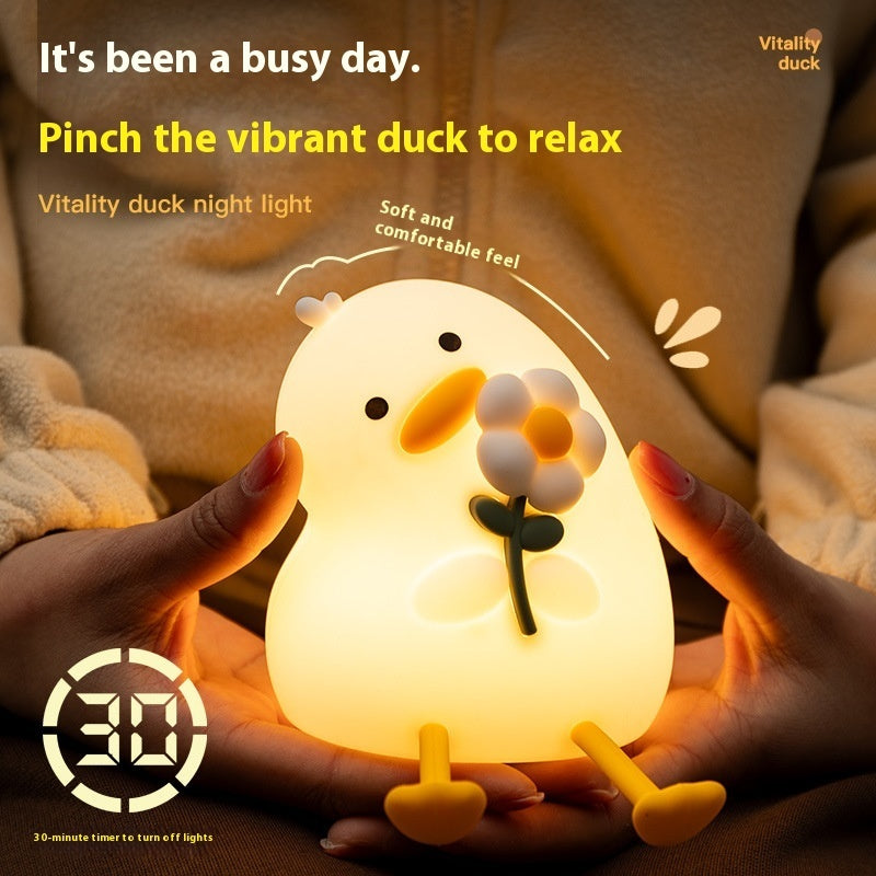 Vitality Flower Duck Small Usb Bedroom Bedside Decoration Night Light Coffee Jasper