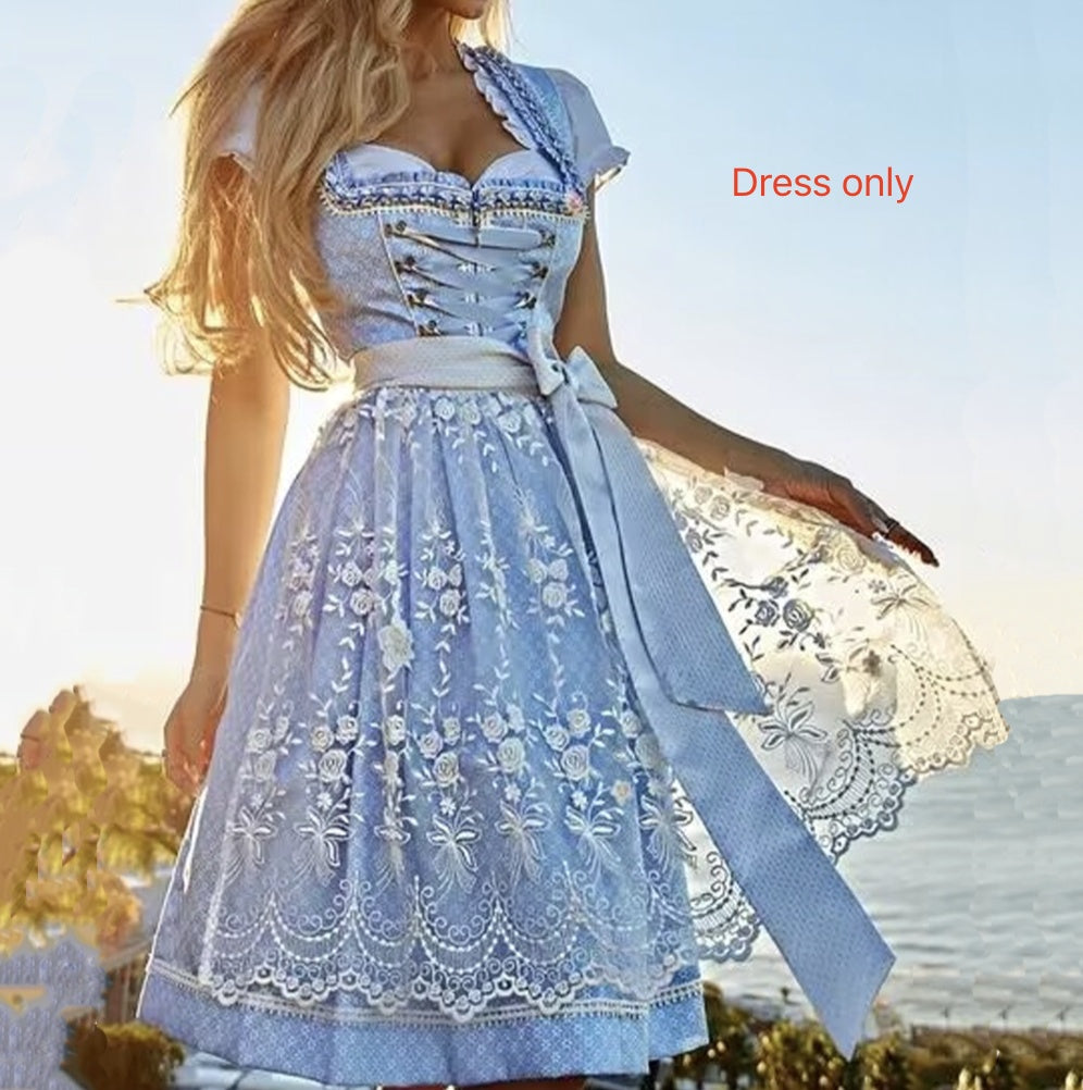 Halloween Munich Beer Long Short-sleeved Printed Lace-up Dress - Bests Sale