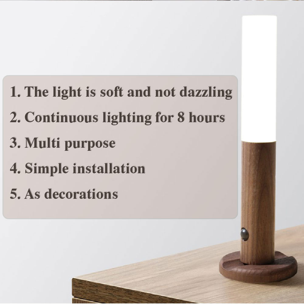 Auto LED USB Magnetic Wood Wireless Night Light Corridors Porch Lights PIR Motion Sensor Wall Light Cabinet Lamp Coffee Jasper