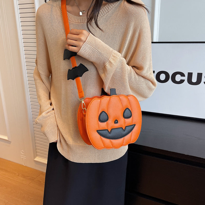 2023 Halloween Bags Funny Pumpkin Cartoon Shoulder Crossbody Bag With Bat Personalized Creative Female Bag Bests Sale