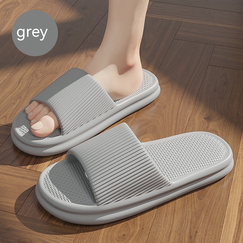 Striped Design Home Slippers For Women Men Soft Anti-slip Floor Bathroom Slippers Solid House Shoes - Bests Sale