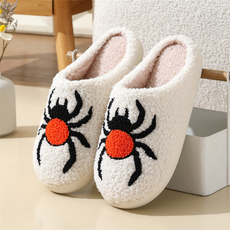 Halloween Spider Witch-hat Slippers Home Indoor Non-slip Floor Bedroom Slippers Winter Warm House Shoes For Women Men Bests Sale