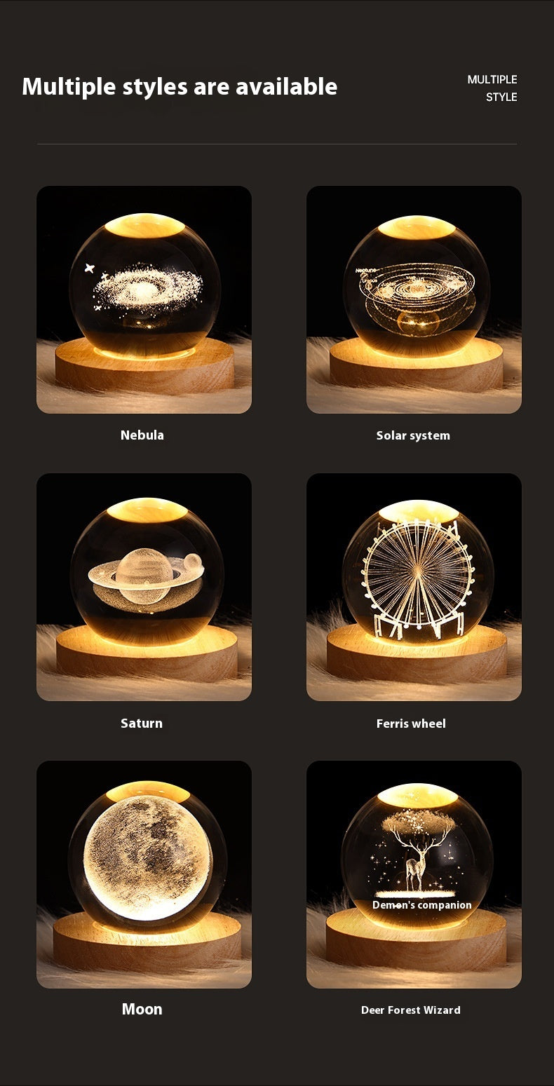Luminous Crystal Ball Projection Ambience Light Coffee Jasper
