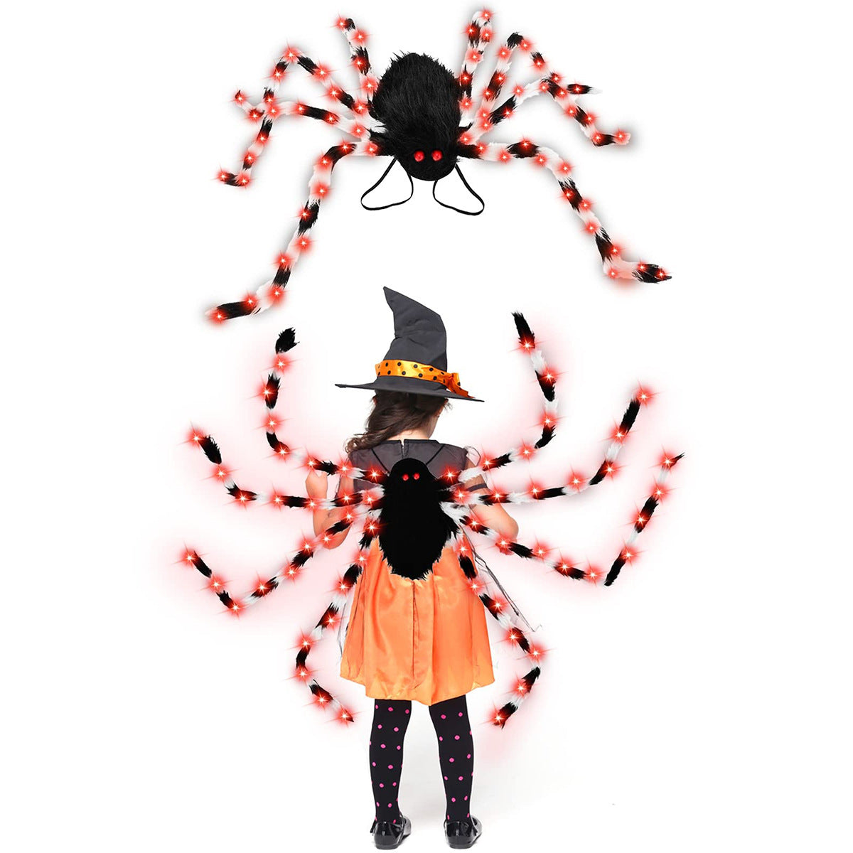 Halloween Spider Backpack Nine LED Modes Plush Sugar Bag Bests Sale