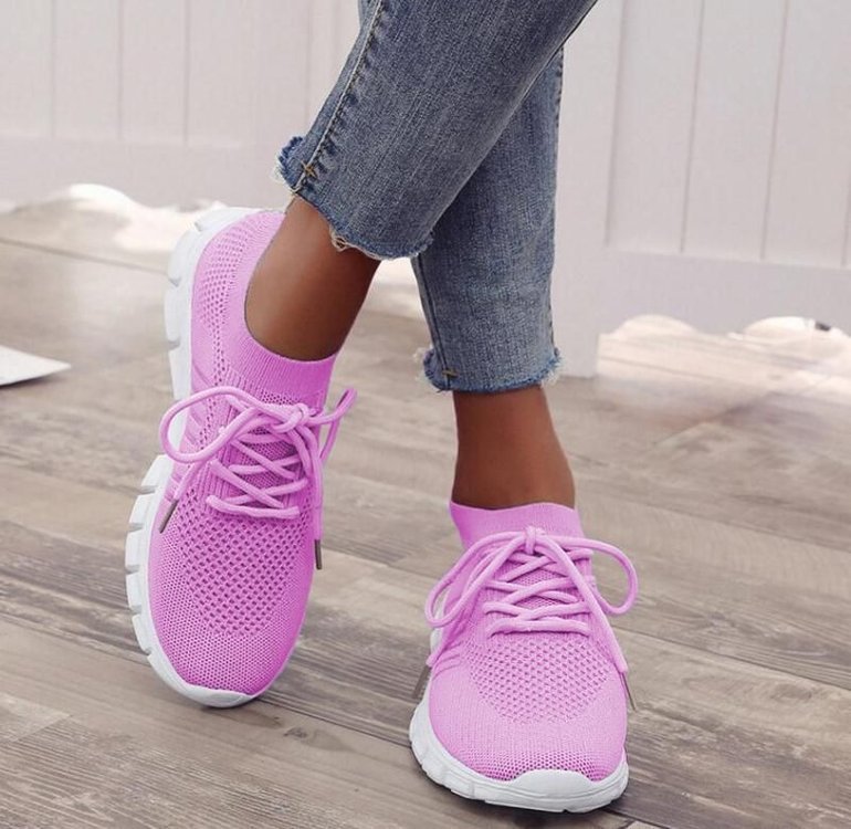 Women's Breathable Sneaker High-cut Lace-up Platform Casual Shoes - Bests Sale