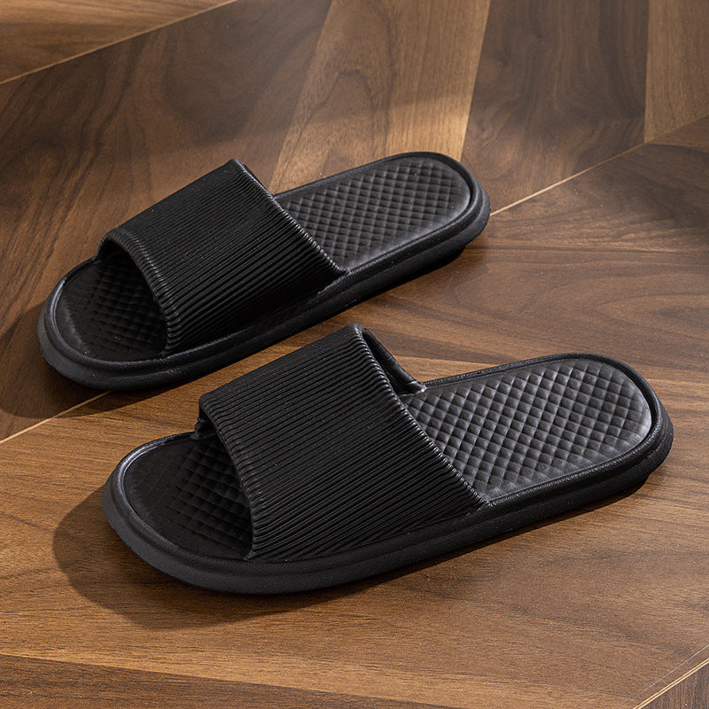 Summer Slipper Indoor House Shoes For Men Women Couples Solid Color Rhombus Striped Non-slip Bathroom Slippers - Bests Sale