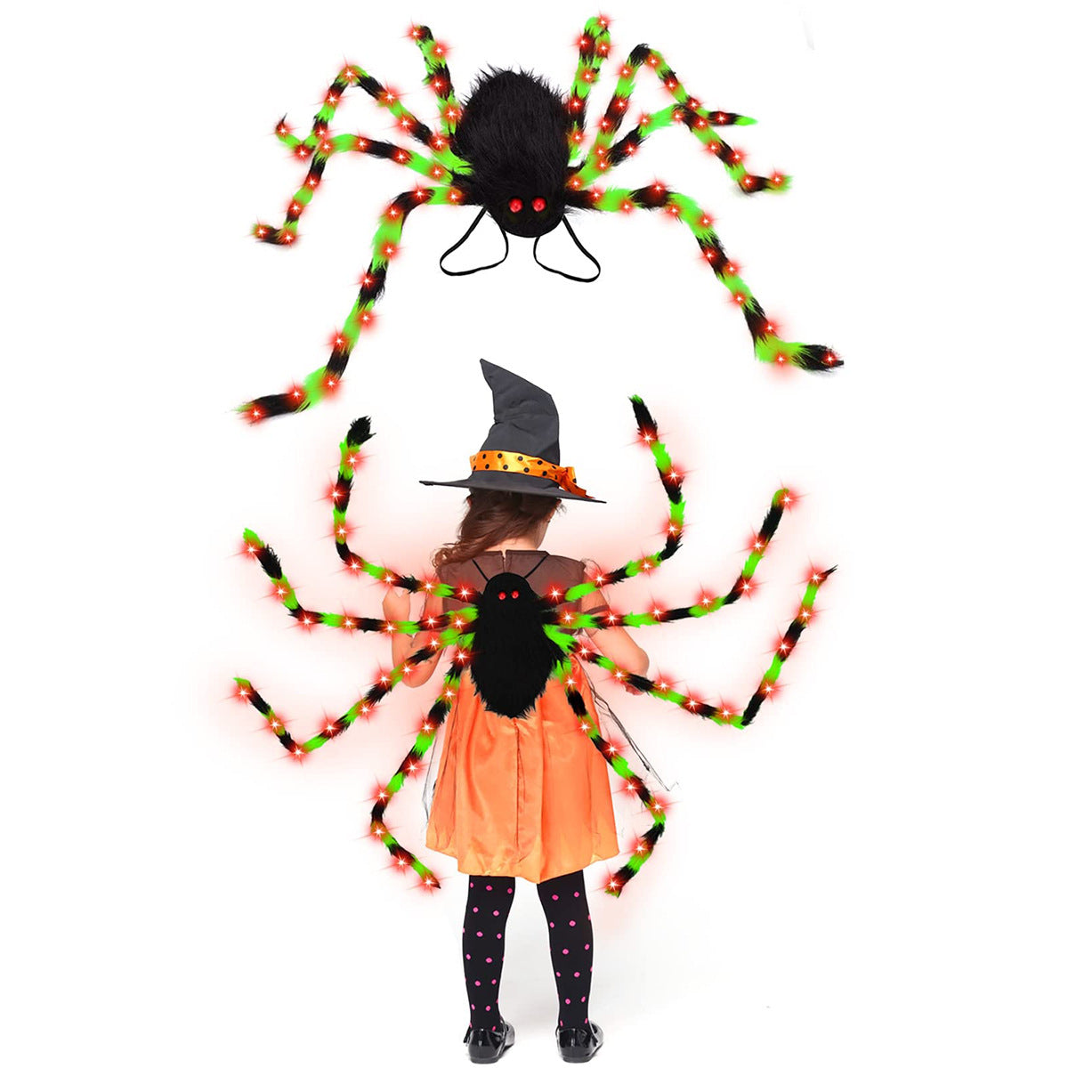Halloween Spider Backpack Nine LED Modes Plush Sugar Bag Bests Sale