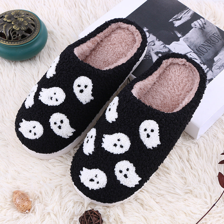 Halloween Funny Spider Ghost Scary Flat Indoor House Shoes For Women Men Soft Plush Cozy Horror Halloween Gifts Bests Sale