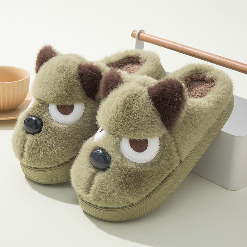 Warm And Cute Puppy Platform Non Slip Cotton Slippers - Bests Sale