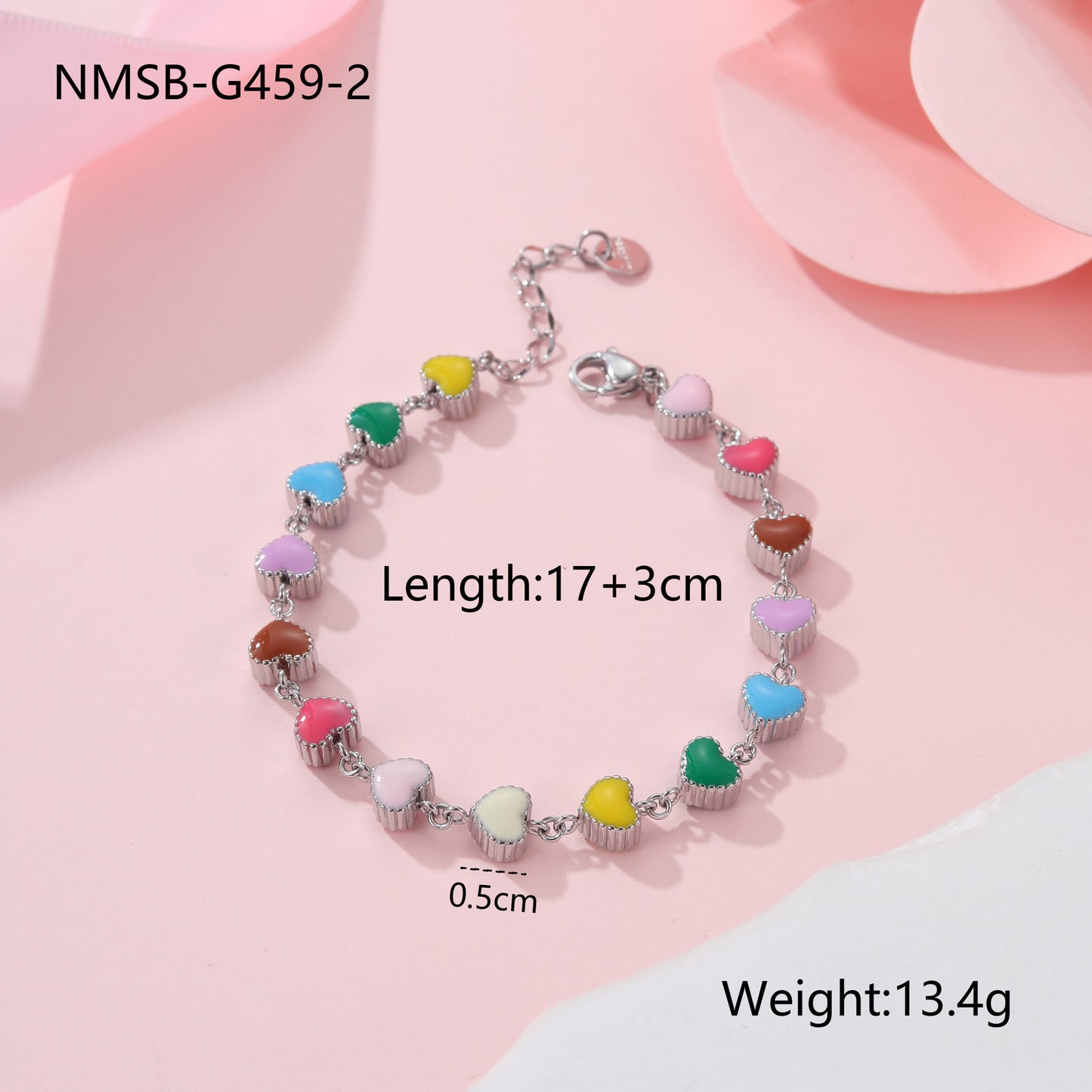 Colorful Oil Necklace Love Heart-shaped Titanium Steel Bracelet - Bests Sale
