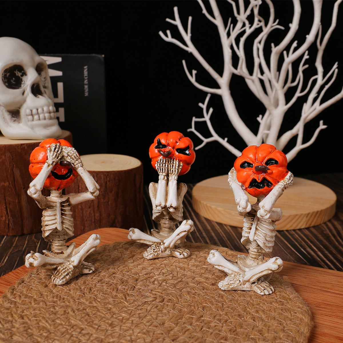 Pumpkin Head Skull Doll Ornaments Home Halloween Layout Props Bests Sale