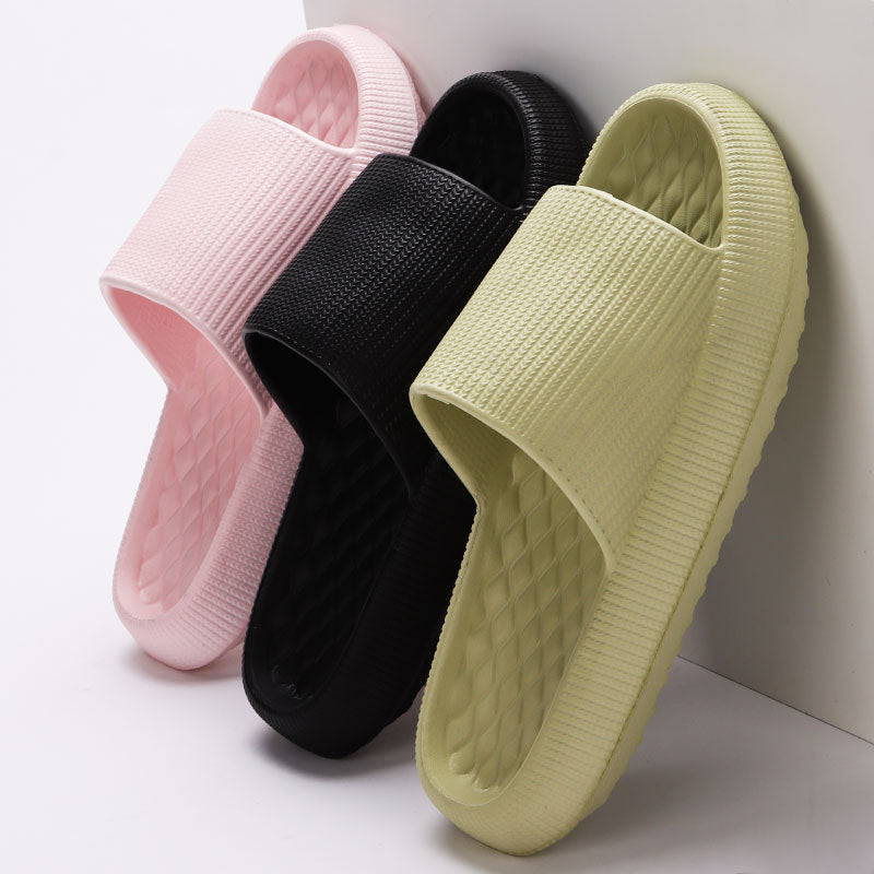 Summer EVA Slippers Solid Color Rhombus Stripe Anti-slip Slippers New Women's Home Shoes - Bests Sale