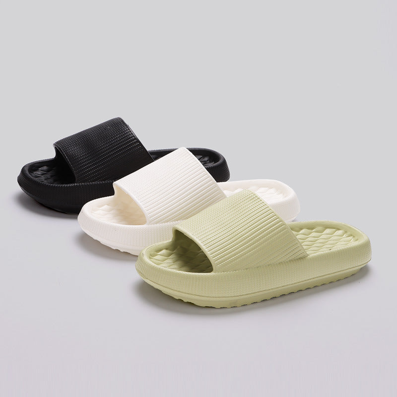 Summer EVA Slippers Solid Color Rhombus Stripe Anti-slip Slippers New Women's Home Shoes - Bests Sale