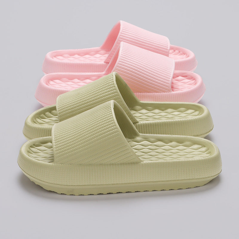 Summer EVA Slippers Solid Color Rhombus Stripe Anti-slip Slippers New Women's Home Shoes - Bests Sale